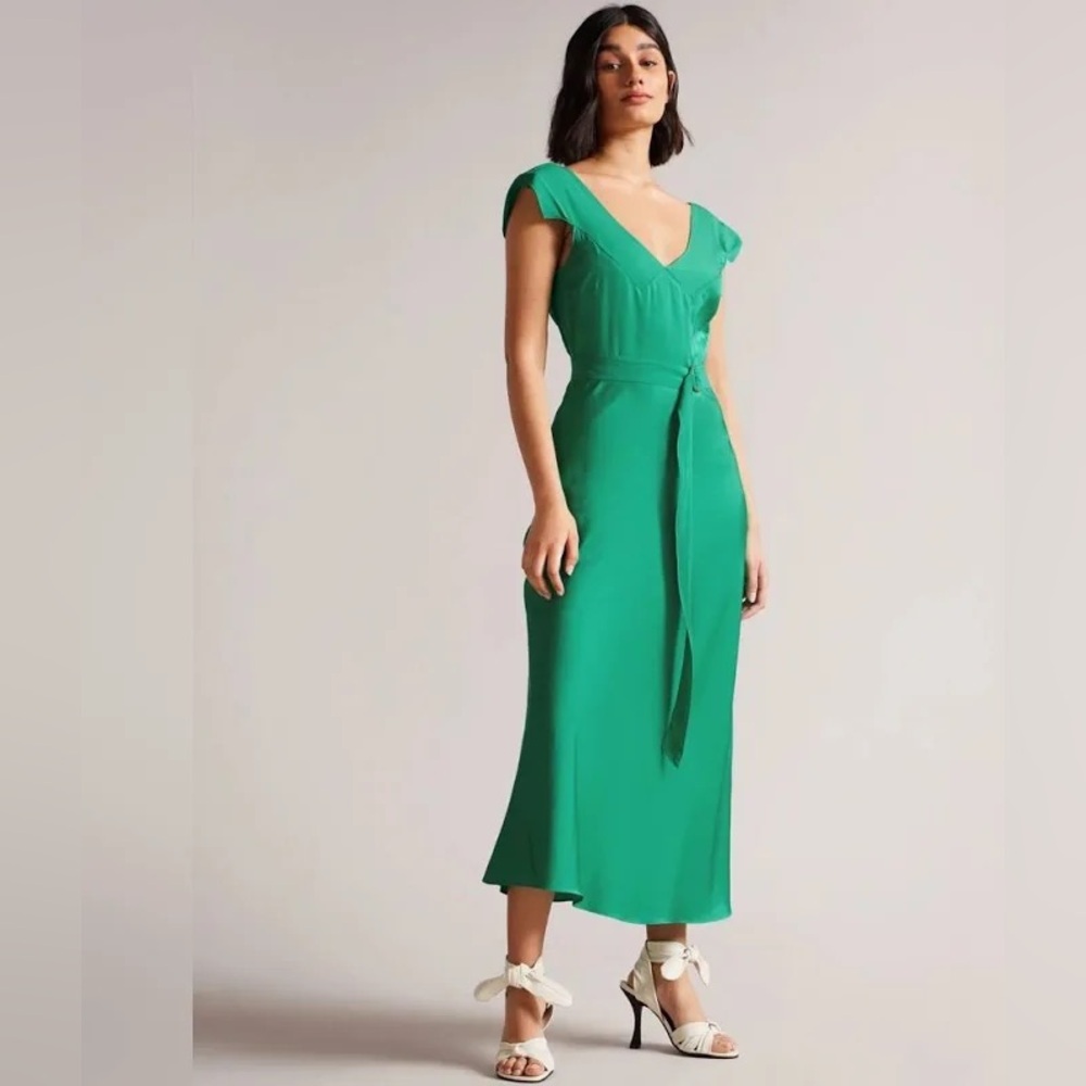 NWT Ted Baker Noemi Short Sleeve Belted Midi Dress Size 1